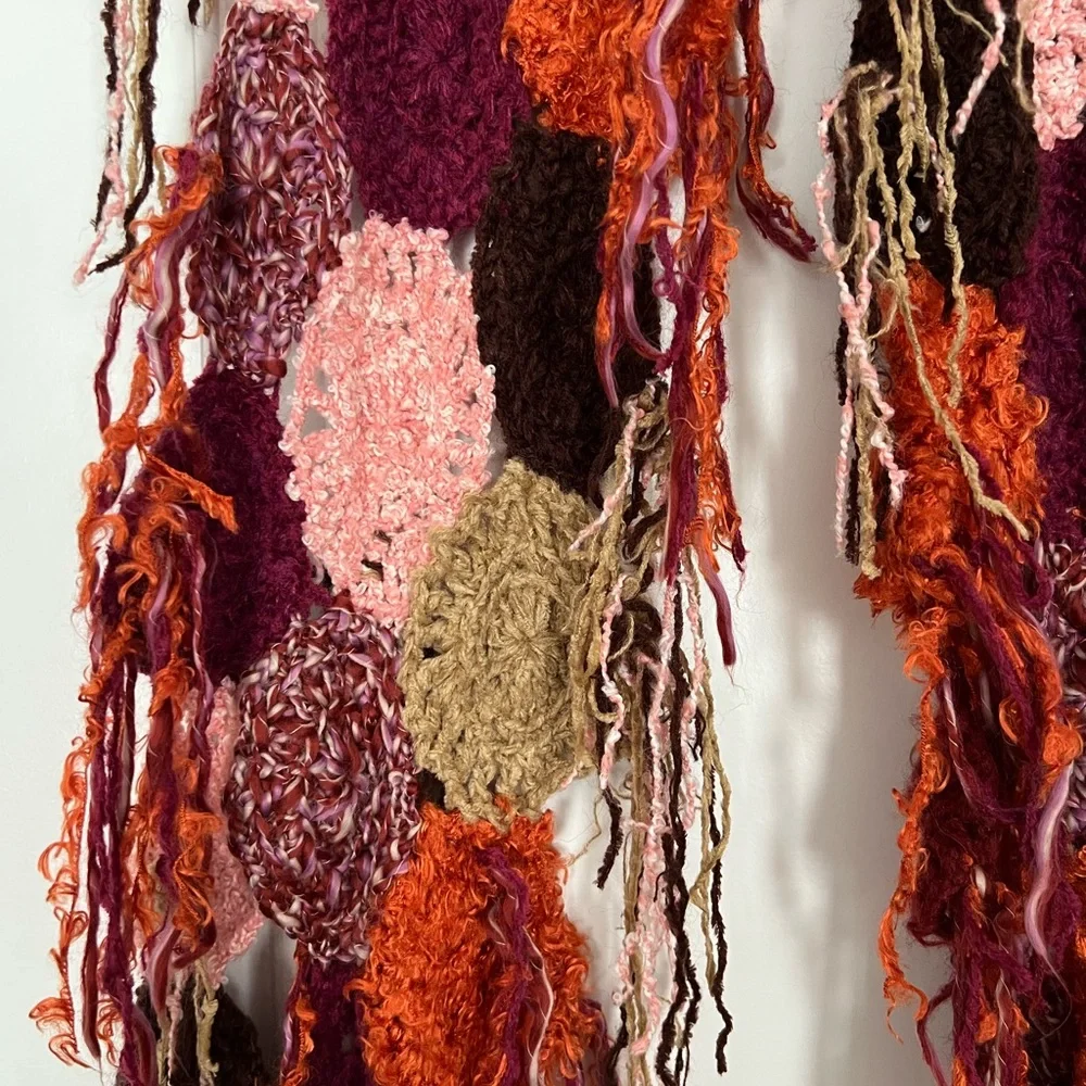 Steve Madden Multicolor Fringe Patchwork Knit Scarf - Picture 2 of 3